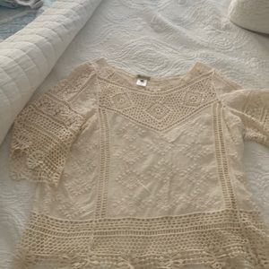 Off white fishnet blouse